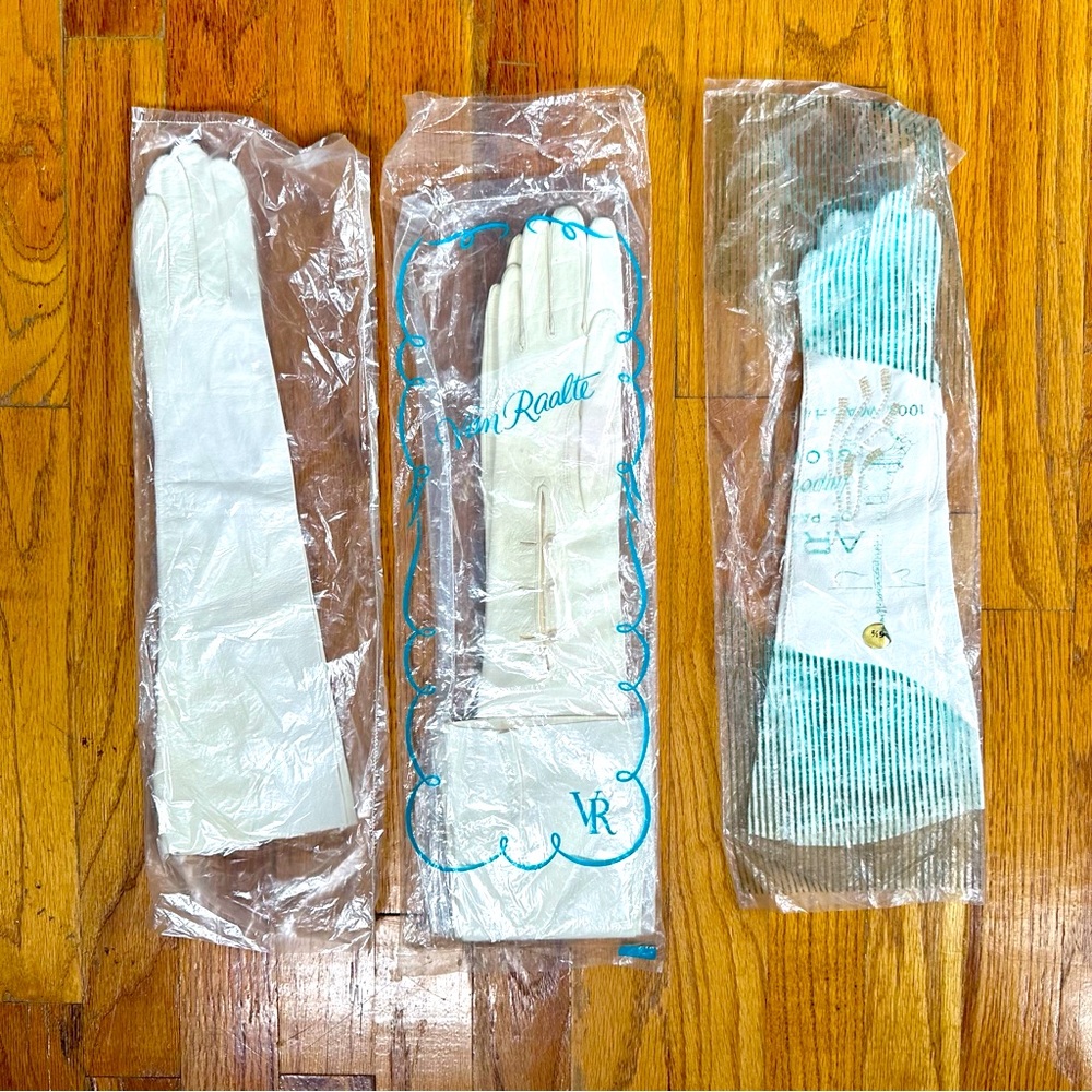 Three Pairs Leather Vintage Gloves NWT Flawless